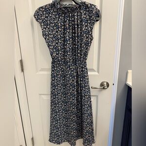 Banana Republic Navy Floral Midi Dress
